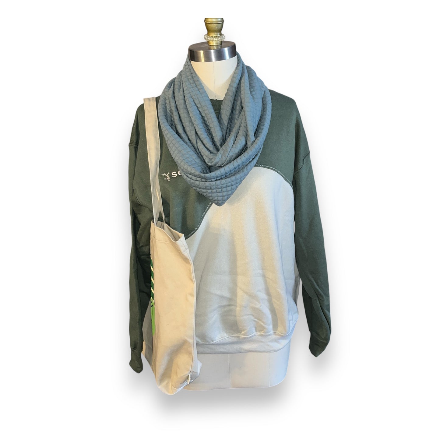 Grey “Mini Quilt” Lined Infinity Scarf