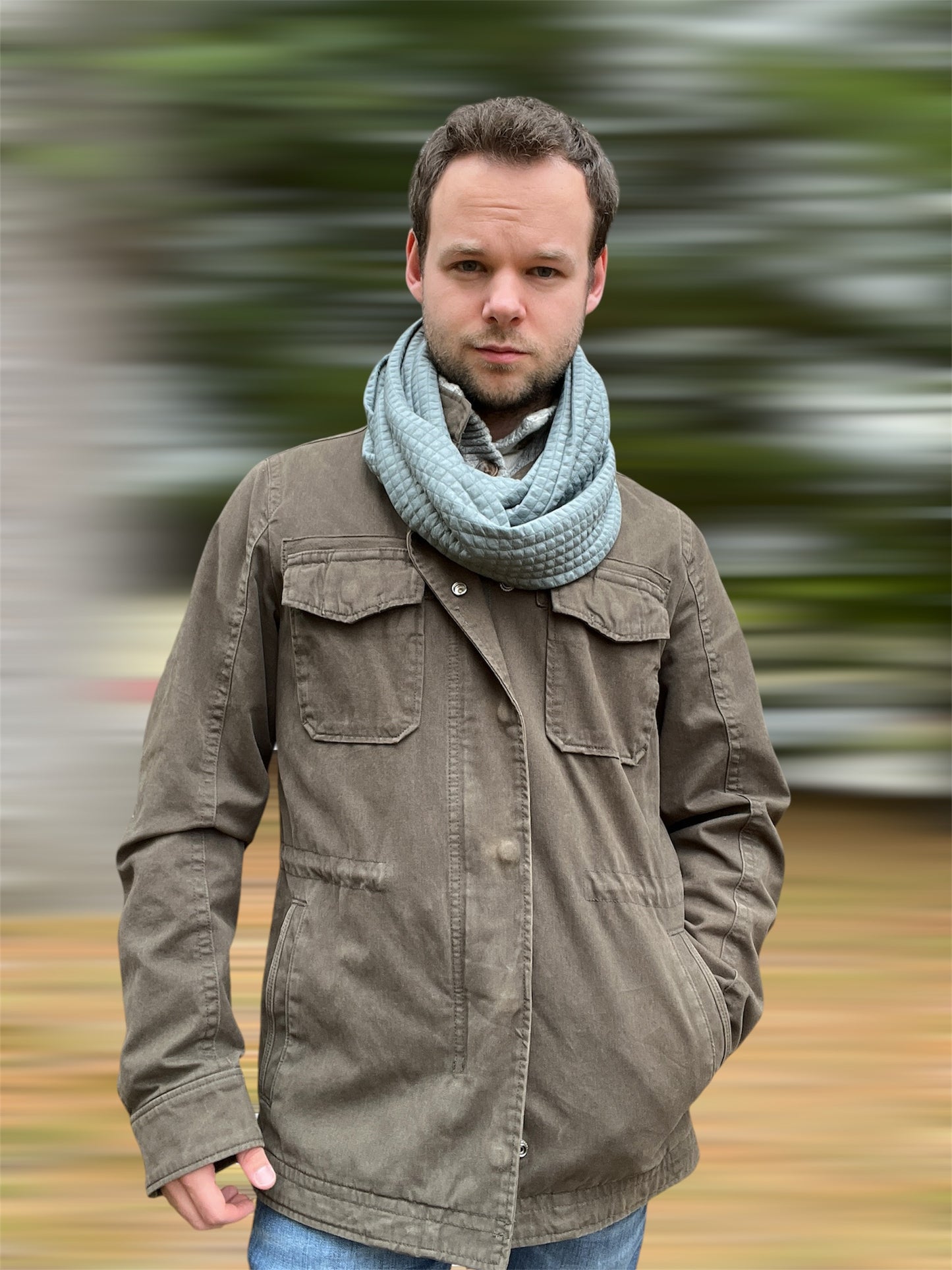 Grey “Mini Quilt” Lined Infinity Scarf