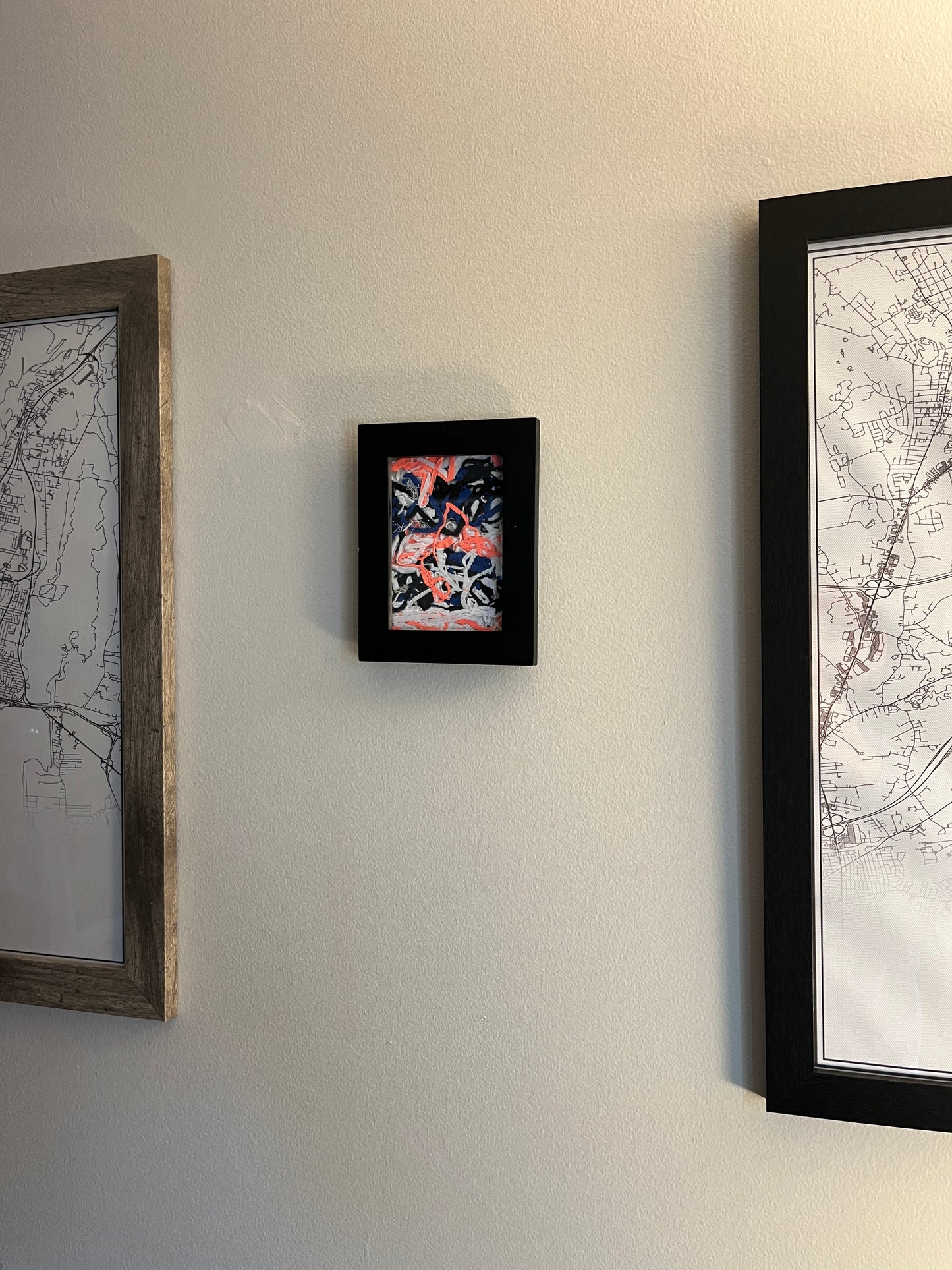 Dark Blue Coral Reef Fiber Art - 3x5