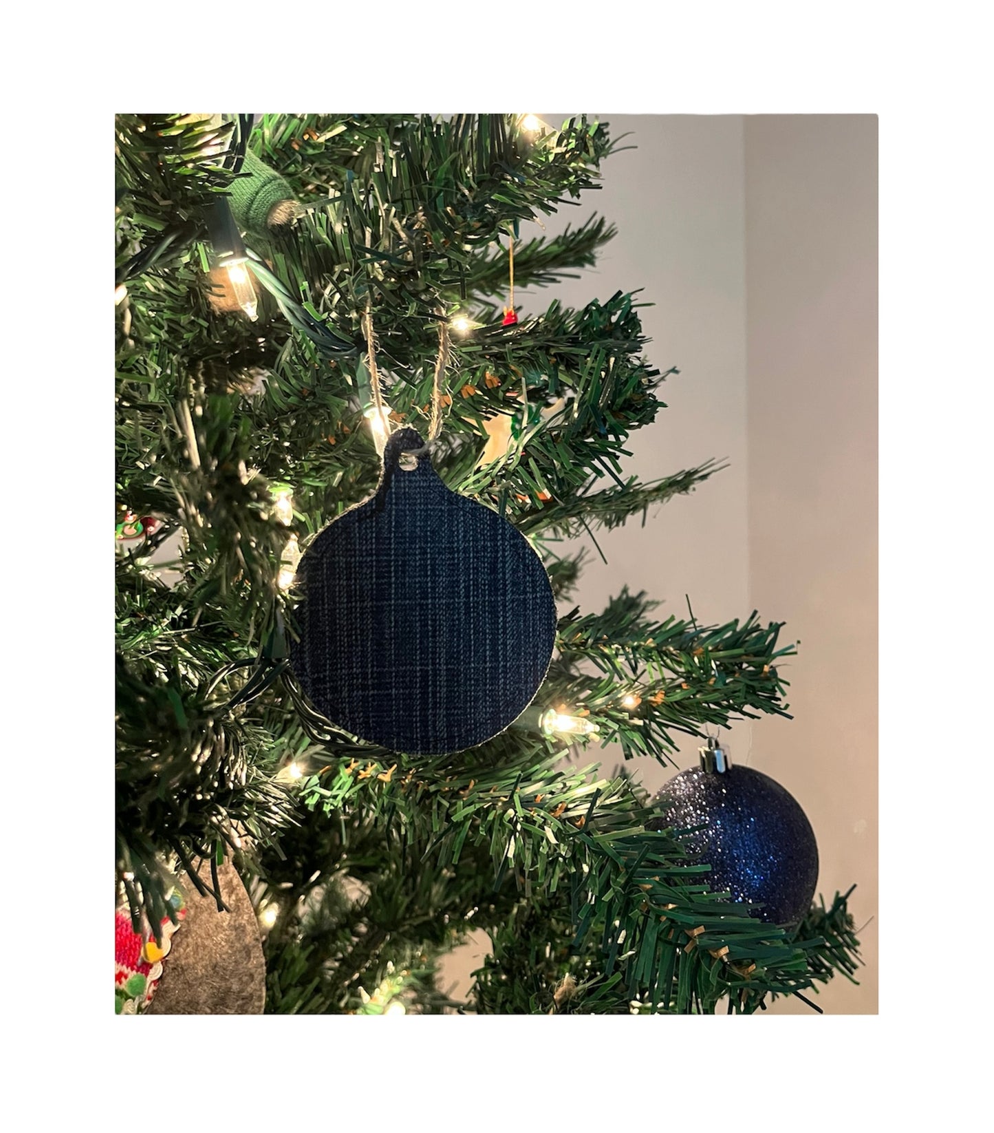 Upcycled Denim 2D Bulb Ornament