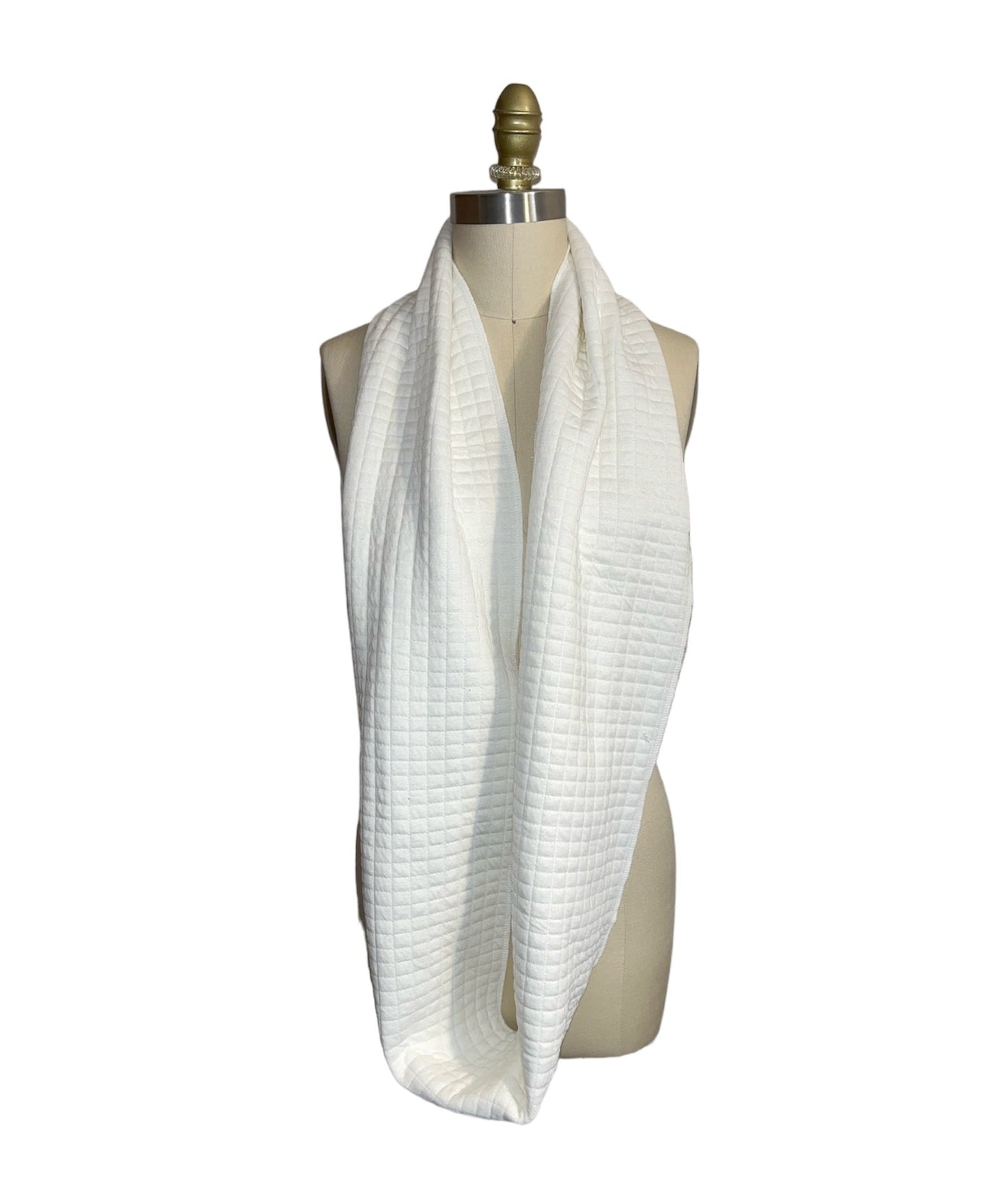 White Quilt Infinity Scarf