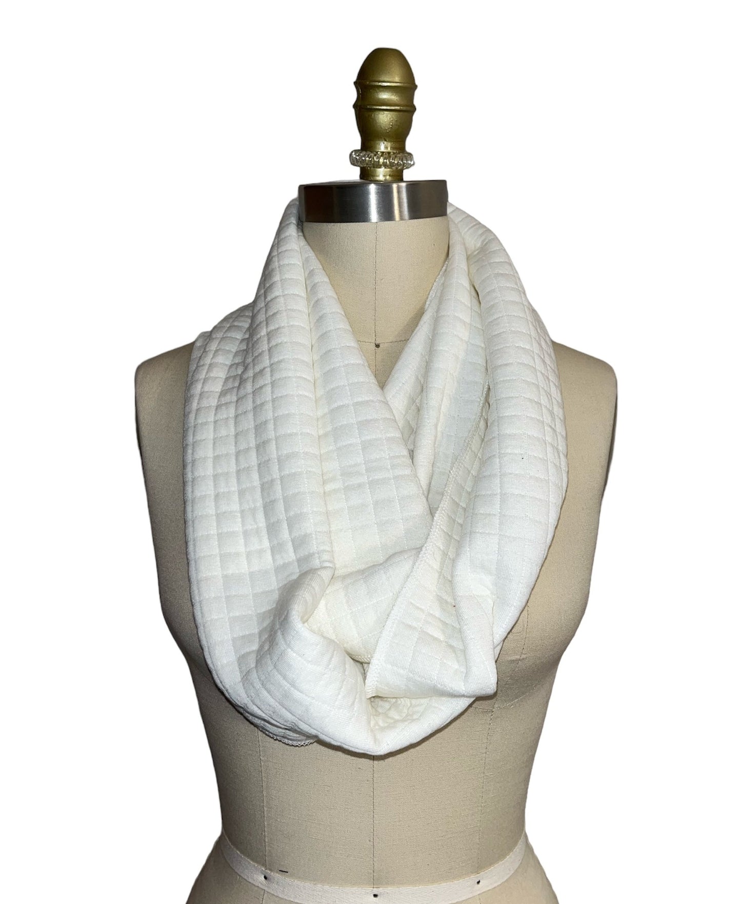 White Quilt Infinity Scarf
